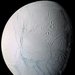 Enceladus as viewed from NASA’s Cassini spacecraft. Gravity measurements taken by the craft align with the presence of a sea 20 to 25 miles below the moon’s surface, scientists say.